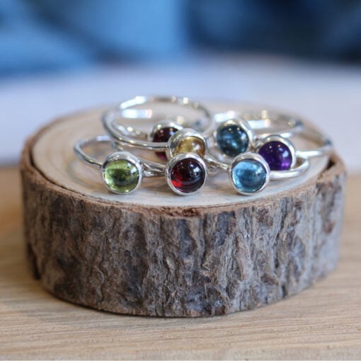 Sterling Silver 6mm Gemstone Stacking Ring