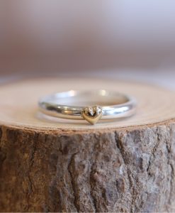 Sterling Silver & 9ct Solid Gold Heart Ring