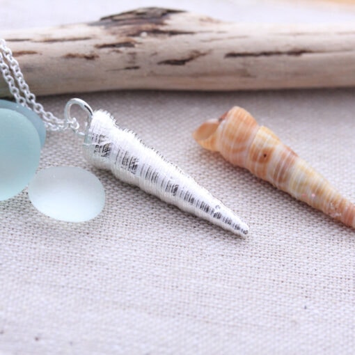 Sterling Silver Spiral Sea Shell Necklace - Image 2