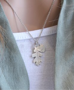 Sterling Silver Mini Oak leaf & Personalised Acorn Necklace