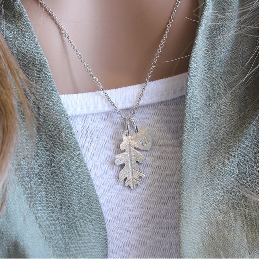 Sterling Silver Mini Oak leaf & Personalised Acorn Necklace