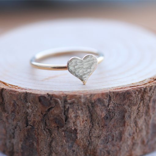 Solid Gold Heart Stacking Ring