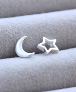 Sterling Silver Moon & Star Studs