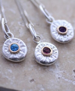 Sterling Silver & 9ct Gold Birthstone Pebble