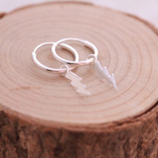 Sterling Silver Lightning Hoops