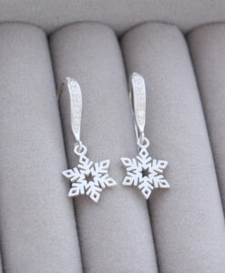 Sterling Silver Dangly Winter Sparkle Snowflake Earrings