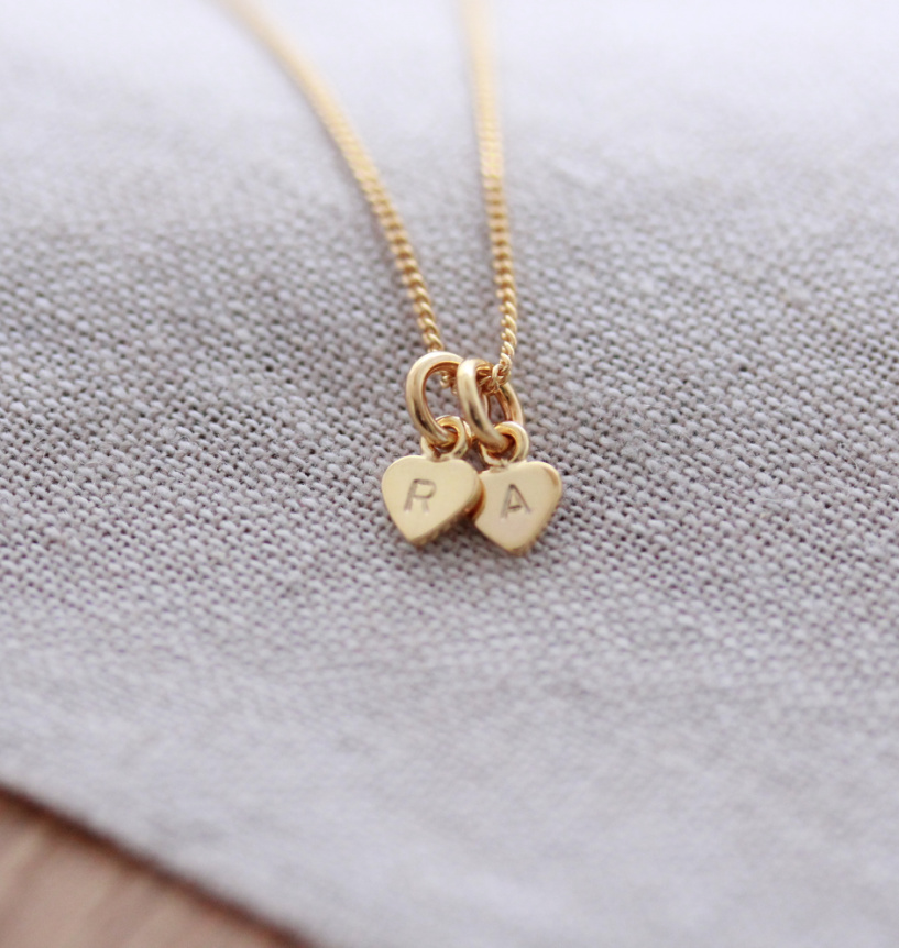 Personalised Teeny Hearts Necklace Gold Vermeil or Sterling Silver