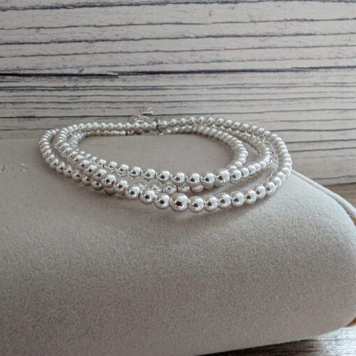 3mm Sterling Silver Beaded Bracelet - choose your charm - Image 3