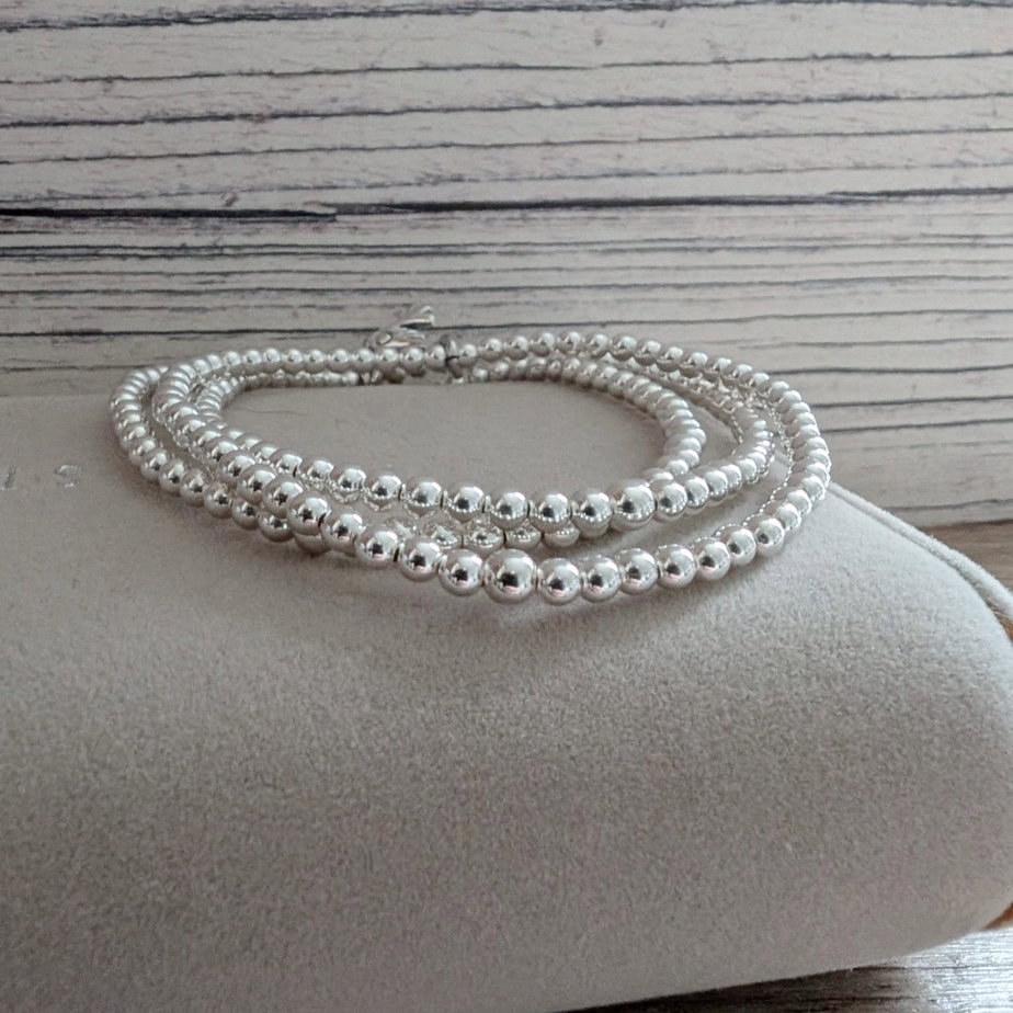 3mm Sterling Silver Beaded Bracelet - choose your charm - Image 3