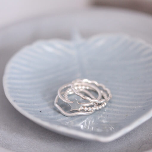 Sterling Silver Star & Wave Stacking Ring Set - Image 2