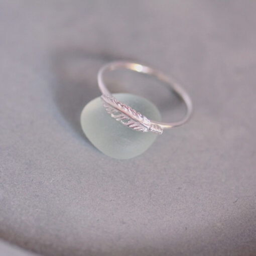 Sterling Silver Feather Skinny Stacking Ring