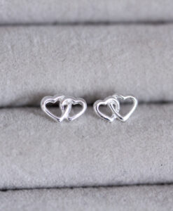 Sterling Silver Double Heart Studs