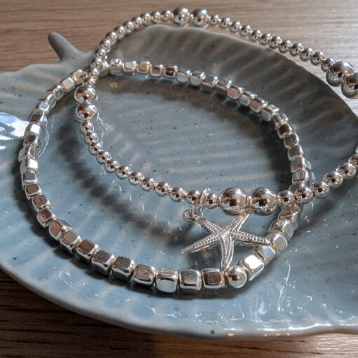 Sterling Silver Square Beaded Bracelet - Image 2
