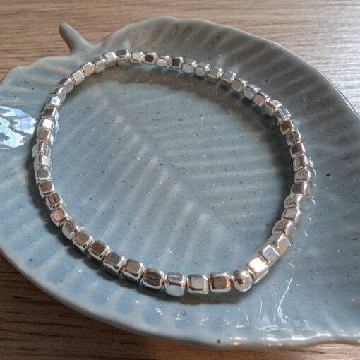 Sterling Silver Square Beaded Bracelet - Image 3