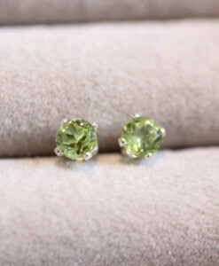 Sterling Silver Claw Set Peridot Studs