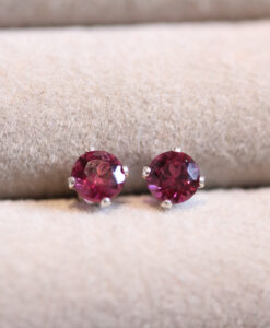 Sterling Silver Claw Set Rhodolite Garnet Studs