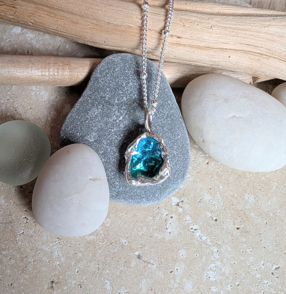 Light - Fine Silver Enameled Lagoon Necklace