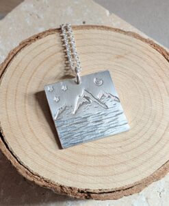 Square - Sterling Silver Mountain Lake Necklace