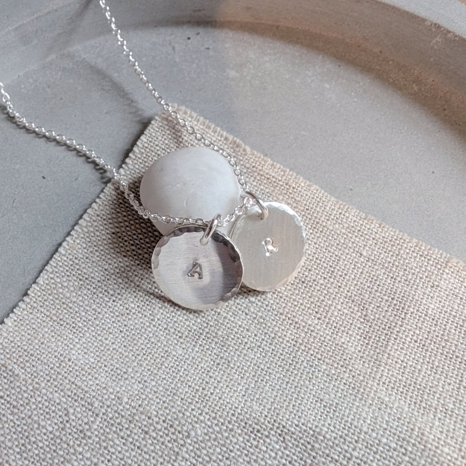 Sterling Silver Personalised Initial Pendant - Hand Stamped Jewellery Gift - Image 2
