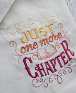 Just One More Chapter Embroidered Cotton Shopping Bag - Autumn