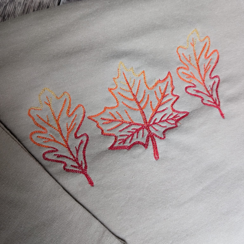 Embroidered Ombre Autumn Leaves Sweatshirt